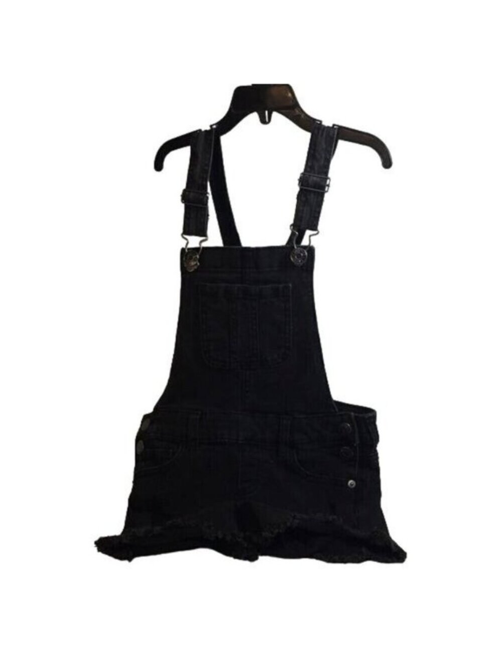 Shortalls Bid Overalls Girls Size 7 Black Distressed Frayed Hem